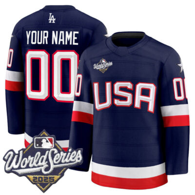 Los Angeles Dodgers 2025 World Series Premium Custom Jersey - USA Hockey Style - Navy