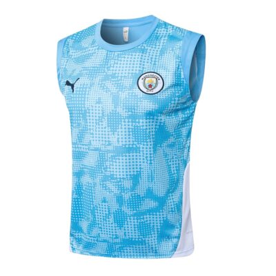 Alternative view of Manchester City 2025/2026 Sky Blue Jersey Tank Top and Shorts Soccer Training Suit