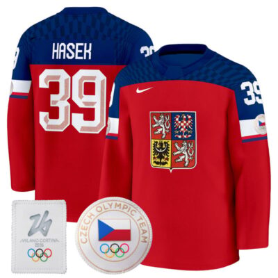 Men's 2026 Czechia Olympic Premium Hockey Jersey - Red / Dominik Hasek