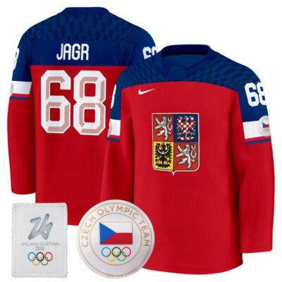 Men's 2026 Czechia Olympic Premium Hockey Jersey - Red / Jaromir Jagr