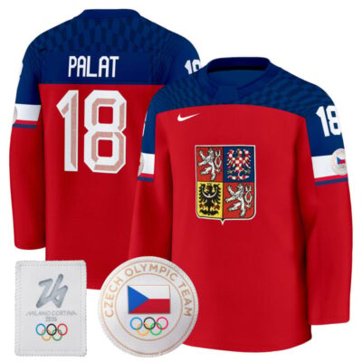 Men's 2026 Czechia Olympic Premium Hockey Jersey - Red / Ondrej Palat