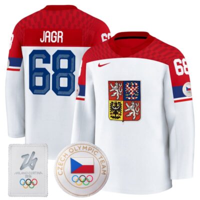 Men's 2026 Czechia Olympic Premium Hockey Jersey - White / Jaromir Jagr