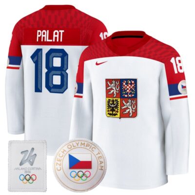 Men's 2026 Czechia Olympic Premium Hockey Jersey - White / Ondrej Palat