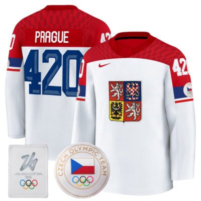 Men's 2026 Czechia Olympic Premium Hockey Jersey - White / Prague 420