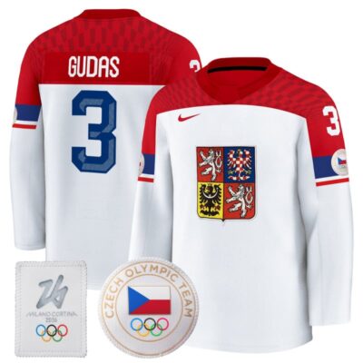 Men's 2026 Czechia Olympic Premium Hockey Jersey - White / Radko Gudas