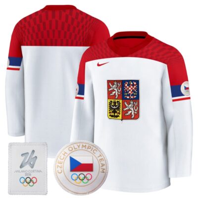 Men's 2026 Czechia Olympic Premium Hockey Jersey - White / Team