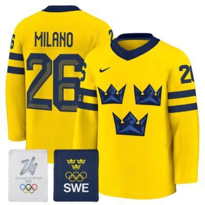 Men's 2026 Sweden Olympic Premium Jersey - Gold / #26 Milano