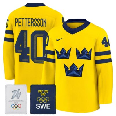 Men's 2026 Sweden Olympic Premium Jersey - Gold / Elias Pettersson