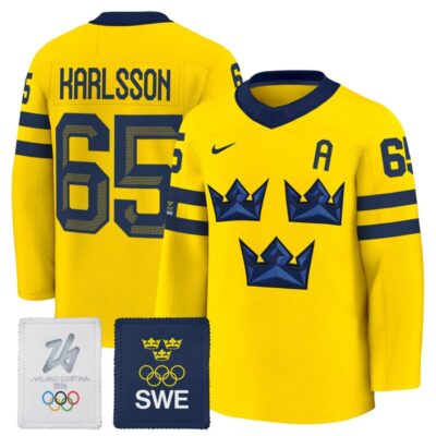 Men's 2026 Sweden Olympic Premium Jersey - Gold / Erik Karlsson