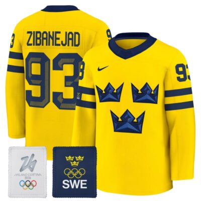 Men's 2026 Sweden Olympic Premium Jersey - Gold / Mika Zibanejad