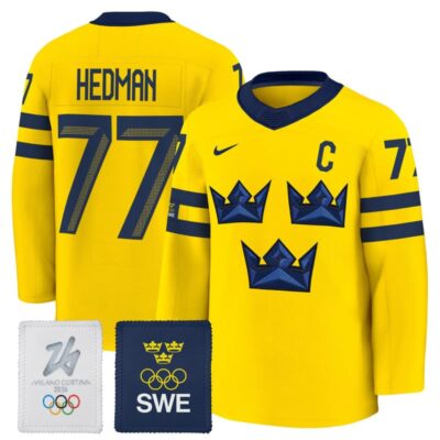 Men's 2026 Sweden Olympic Premium Jersey - Gold / Victor Hedman