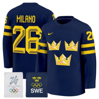 Men's 2026 Sweden Olympic Premium Jersey - Navy / #26 Milano