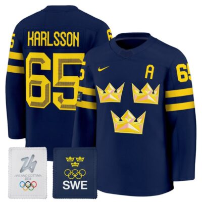 Men's 2026 Sweden Olympic Premium Jersey - Navy / Erik Karlsson
