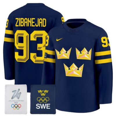 Men's 2026 Sweden Olympic Premium Jersey - Navy / Mika Zibanejad