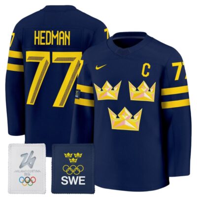 Men's 2026 Sweden Olympic Premium Jersey - Navy / Victor Hedman