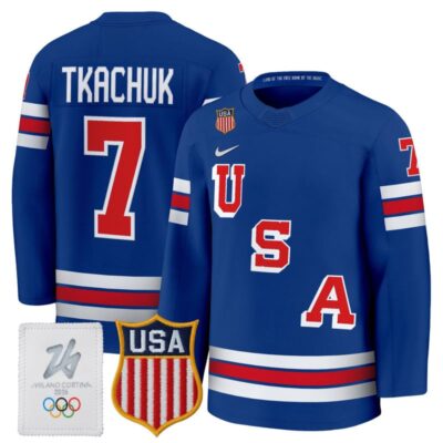 Men's 2026 USA Olympic Premium Hockey Jersey - Royal / Brady Tkachuk