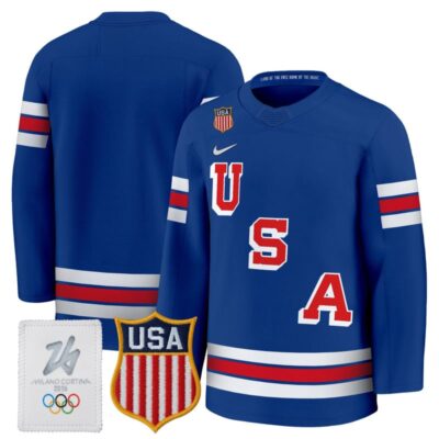 Men's 2026 USA Olympic Premium Hockey Jersey - Royal / #Team