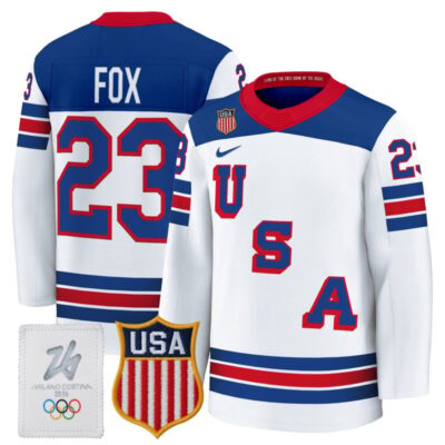 Men's 2026 USA Olympic Premium Hockey Jersey - White / Adam Fox