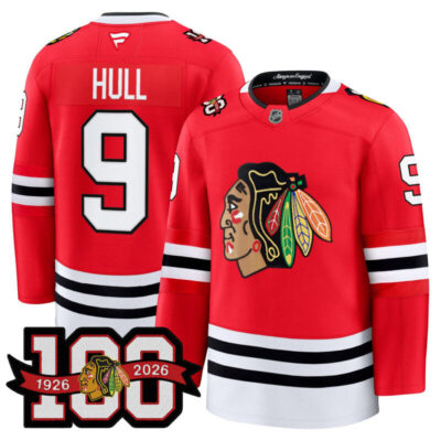 Men's Chicago Blackhawks 2025/26 Premium Jersey - 100th Anniversary Patch - Red / Bobby Hull