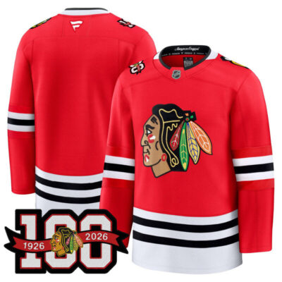 Men's Chicago Blackhawks 2025/26 Premium Jersey - 100th Anniversary Patch - Red / Team