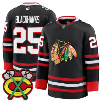 Men's Chicago Blackhawks 2025/26 Premium Jersey - Black / #25 Blackhawks