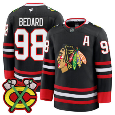 Men's Chicago Blackhawks 2025/26 Premium Jersey - Black / Connor Bedard
