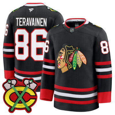Men's Chicago Blackhawks 2025/26 Premium Jersey - Black / Teuvo Teravainen