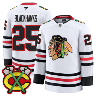 Men's Chicago Blackhawks 2025/26 Premium Jersey - White / #25 Blackhawks