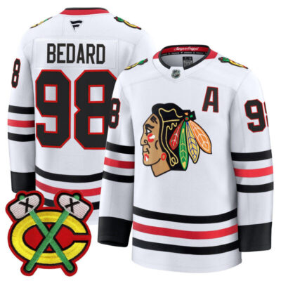 Men's Chicago Blackhawks 2025/26 Premium Jersey - White / Connor Bedard