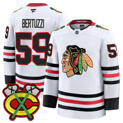 Men's Chicago Blackhawks 2025/26 Premium Jersey - White / Tyler Bertuzzi