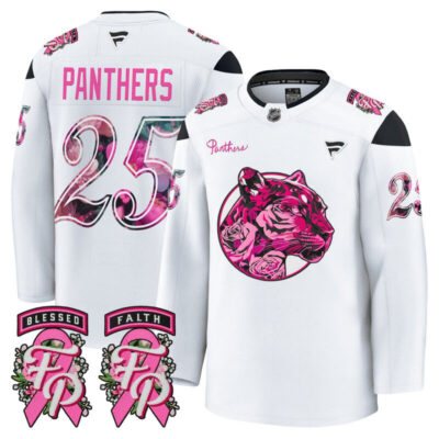 Men's Florida Panthers 'Pink in the Rink' Premium Jersey - White / #25 Panthers