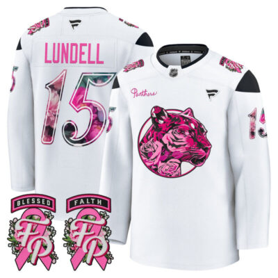 Men's Florida Panthers 'Pink in the Rink' Premium Jersey - White / Anton Lundell