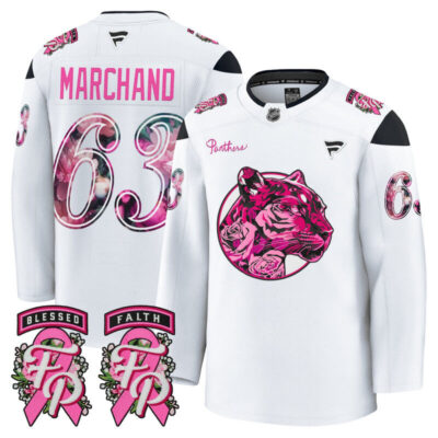 Men's Florida Panthers 'Pink in the Rink' Premium Jersey - White / Brad Marchand