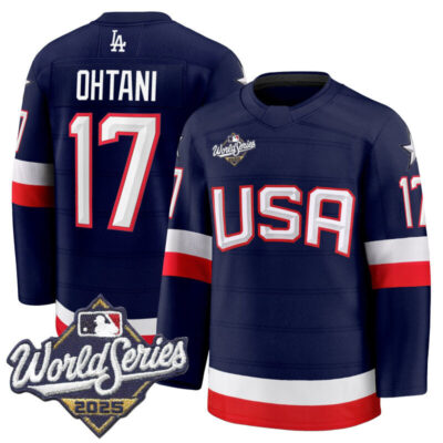 Men's Los Angeles Dodgers 2025 World Series Premium Jersey - USA Hockey Style - Navy / Shohei Ohtani