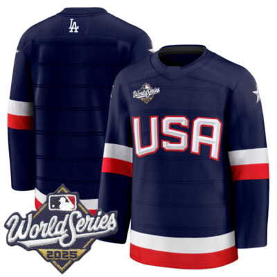 Men's Los Angeles Dodgers 2025 World Series Premium Jersey - USA Hockey Style - Navy / Team