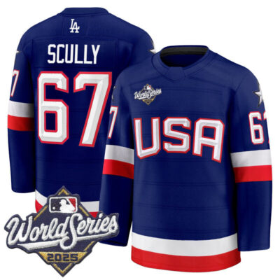 Men's Los Angeles Dodgers 2025 World Series Premium Jersey - USA Hockey Style - Royal / Vin Scully