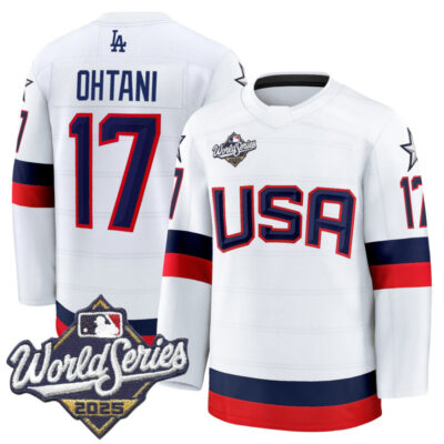 Men's Los Angeles Dodgers 2025 World Series Premium Jersey - USA Hockey Style - White / Shohei Ohtani