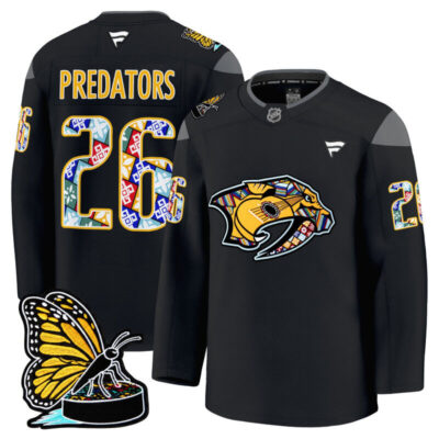 Men's Nashville Predators 2025 Hispanic Music Heritage Night Premium Jersey - Black / #26 Predators