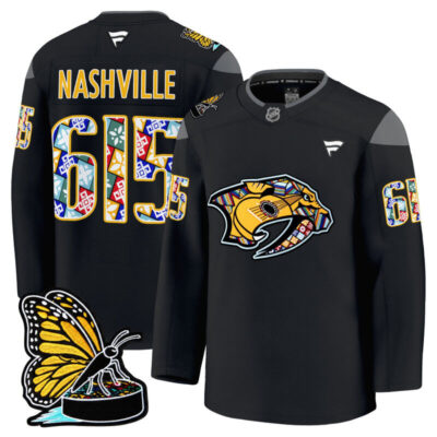 Men's Nashville Predators 2025 Hispanic Music Heritage Night Premium Jersey - Black / Nashville 615