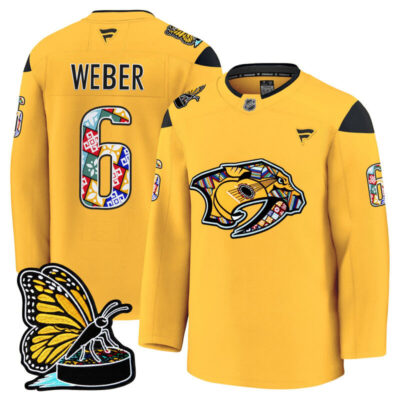 Men's Nashville Predators 2025 Hispanic Music Heritage Night Premium Jersey - Gold / Shea Weber
