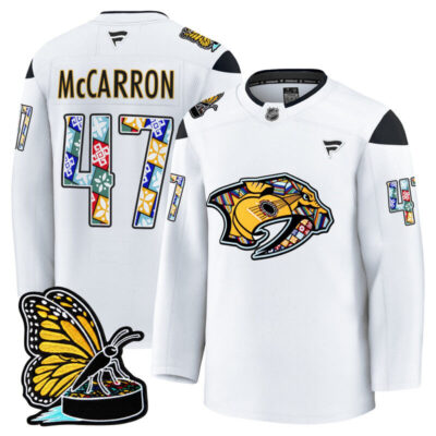 Men's Nashville Predators 2025 Hispanic Music Heritage Night Premium Jersey - White / Michael McCarron