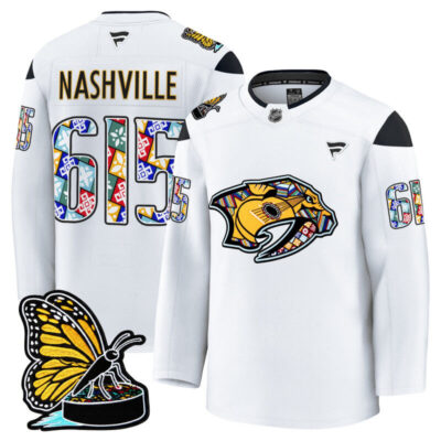 Men's Nashville Predators 2025 Hispanic Music Heritage Night Premium Jersey - White / Nashville 615