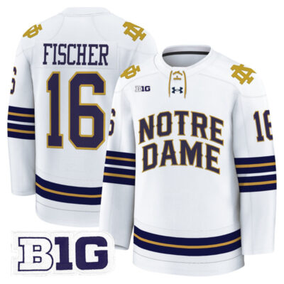 Men's Notre Dame Fighting Irish 2025/26 Premium Jersey - White / Paul Fischer