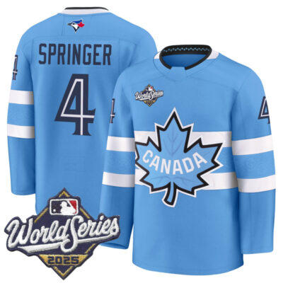 Men's Toronto Blue Jays 2025 World Series Premium Jersey - Canada Hockey Style - Powder Blue / George Springer