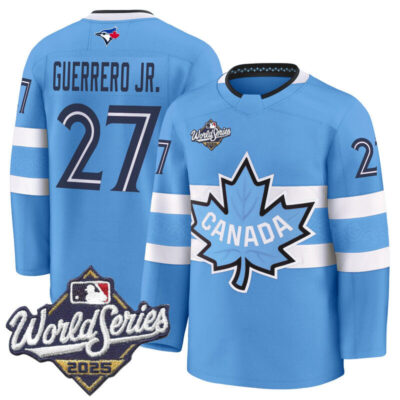 Men's Toronto Blue Jays 2025 World Series Premium Jersey - Canada Hockey Style - Powder Blue / Vladimir Guerrero Jr.