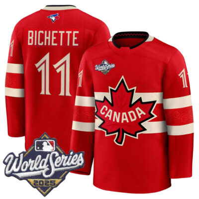 Men's Toronto Blue Jays 2025 World Series Premium Jersey - Canada Hockey Style - Red / Bo Bichette