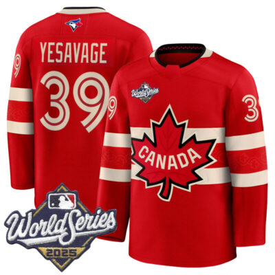 Men's Toronto Blue Jays 2025 World Series Premium Jersey - Canada Hockey Style - Red / Trey Yesavage