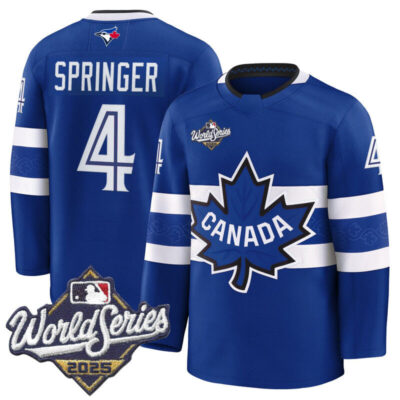 Men's Toronto Blue Jays 2025 World Series Premium Jersey - Canada Hockey Style - Royal / George Springer