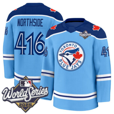 Men's Toronto Blue Jays 2025 World Series Premium Jersey - Hockey Style - Stitched - Powder Blue / NorthSide 416