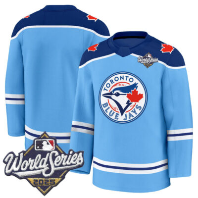 Men's Toronto Blue Jays 2025 World Series Premium Jersey - Hockey Style - Stitched - Powder Blue / Team